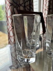 Set of 10 Art Deco Gold Rim Geometric Octagonal Ribbed High Ball Glasses NWOT