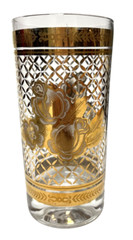2 Vintage Culver Starlyte 22K Gold ROSES 5 1/2” Tea Glass Holds 10 Ounces