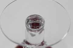 Morgantown Ruby Red w/Clear Glass Golf Ball Stem Goblet 5» Tall Champagne Glass