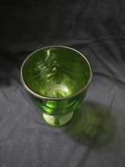 Vintage Green Glass Thumbprint Goblet