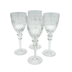 Rogaska Gallia Wine Glass Crystal Floral Design 7 3/4in 4Pc Set