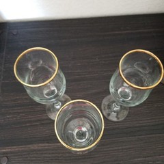 Gold rim Tulip Shape Champagne Flute Plain Bowl, Clear Foot, Plain Stem