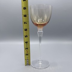 Saint Louis France Crystal Wine Glass Amber Gold Bowl Tall Stem Replacement 9in