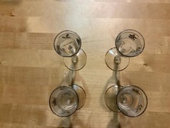 Set of 4 apertif glasses etched 4 i/2 inches tall