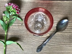 Cranberry Punch Cup ~ Thumb Print Pattern with Handle ~ Two Mold Design ~ 1950s