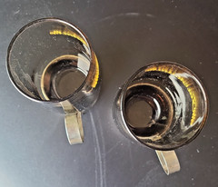 Vintage Tia Maria Glass Mugs Silver Base Handle Set of 2 Irish Coffee Cups