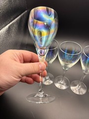 Bohemia Iridescent Crystal White Wine Glasses Long Stem – Set of 5