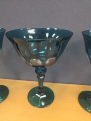 Set Of 4 Acqua Rialto Coupe Glasses By Sir Madam Millicent/ Teal Elegant Barware