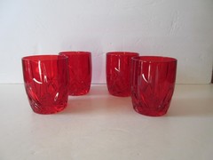 Set of 4 Waterford Crystal Marquis Brookside Red Double Old-Fashioned Glasses