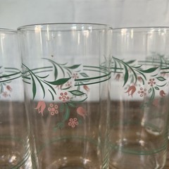 Lot 6 Vintage Corning Corelle Drinking Glasses Rosemarie Tulip Tumblers 16 oz