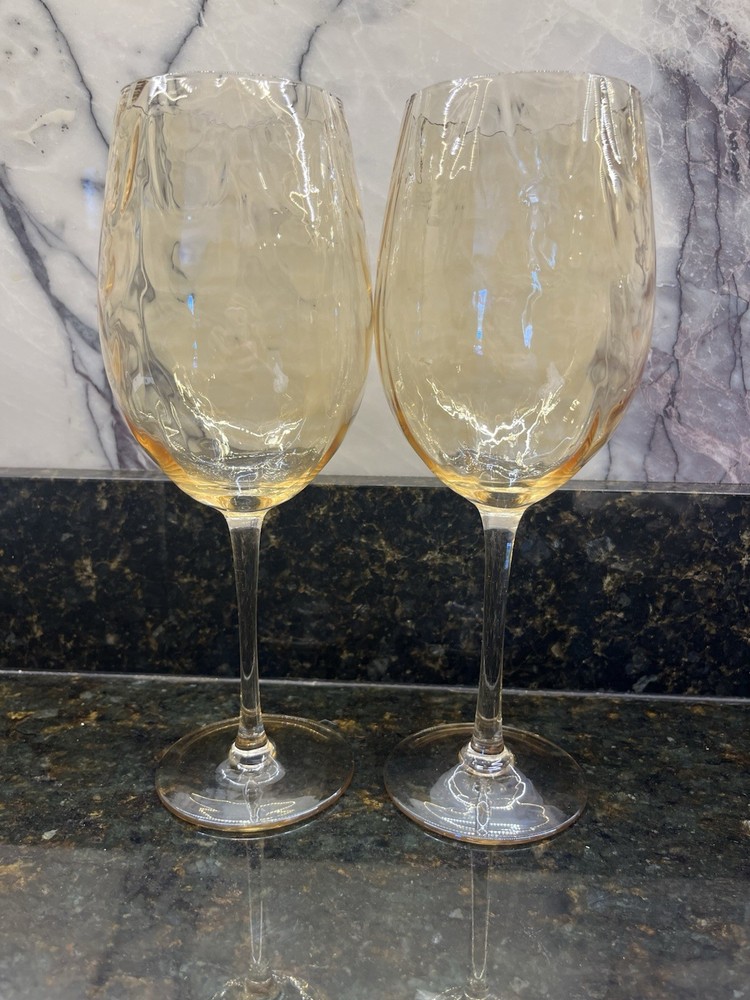 Amber Golden Luster Wine Glasses Goblets– Set of 2