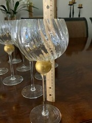 UNION STREET GLASS MANHATTAN GOLD Bordeaux Wine Glass Goblet Signed 11 AVAILABLE