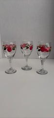 FRANCISCAN APPLE PAINTED~7-3/8″ WATER GOBLET~WINE GLASS~STEMS~12 OZ/set of 3