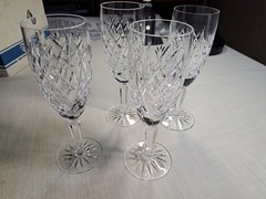 Set of 4 Waterford Crystal Avoca Fluted Champagne Glasses 7 3/8» Excellent cond