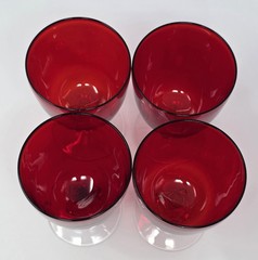 Set Of 7 Bryce Aquarius Ruby Red 5-3/4″ Crystal Water Goblets With Diamond Stem