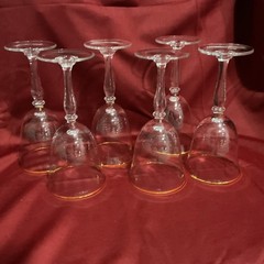 6 Vintage Classic Gold Rimmed Stemmed Goblets, Lovely Traditional But Unmarked
