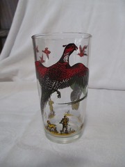 Set of 4~Vtg 1950s Hazel Atlas PHEASANT HUNTING DRINKING GLASSES~5″ Tumblers