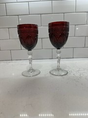VTG Cristal D’Arques-Durand Antique Ruby Water Goblets Set Of 2 MINT