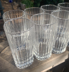 Set-8 Vtg Crystal D Arques Durand Tumbler Ribbed Square 4oz Flat Quadrille 4.5″