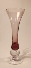 Vintage Magenta Hand-Blown Glass Champagne Flute with Icy Ball Stem 2.5oz