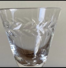 Vintage Wales Laurel By Bryce Polished Cut Wafer Stem Clear Glass Cordials