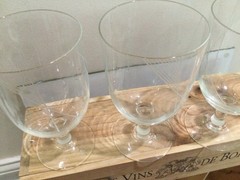 Stemmed 5.2» crystal Glass small wine Water Goblets Set Of 4 geometric ETCHED