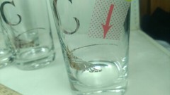 Mid Century Highball Drink Glass Tumbler set of 4 w/ Silver Monogram Letter C