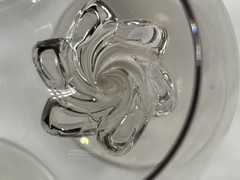 4 Vintage Bohemia Czech Amethyst & Clear Glasses Swirl Stem Star Goblet Cordial