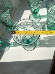 6 Mikasa Studio Nova Adirondack Aztec Southwestern Green Glass Goblets 7″ Tall