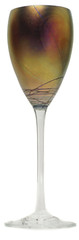 2 STEVEN MASLACH Wine Glasses Hand Crafted Art Glass Gold IRIDESCENT 6 oz