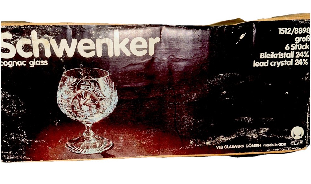 Vintage Schwenker Cognac Glass GroB 6 Stuck Bleikristall 24% Lead Crystal 24%
