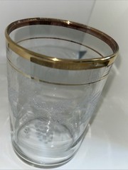 Set of 4 Bartlett Collins Vintage Frosted Grape Vine 22K Gold Trim 8 OZ Tumbler