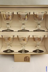 12 Libbey Hostess GOLDEN FOILAGE 4 oz Cocktail Glasses #8982 Original Boxes