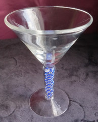 Hand Blown Martini Glass Multicolored Air Twist Helix Stem Polished Pontil MCM