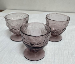 Set Of 3 Amethyst Plum stemmed glasses crinkle