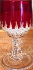 Vintage Ruby Flash Cordial Glass Red Flash Stemware Faceted Stem