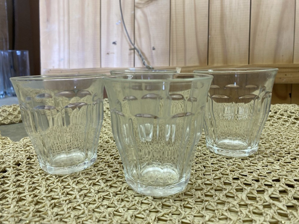 Lot Of 4 Vintage Ribbed Paneled Rocks Bar Glasses Duraflex Cups