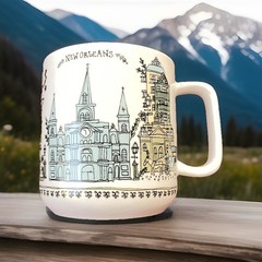 The Parish Line New Orleans City Skyline Ceramic Coffee Mug Cup Dishwasher Safe