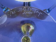The Glass Forge Champagne Flutes ET Rainbow Studio Art Glass Signed • Set of 5