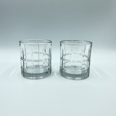 2 Anchor Hocking Clear Tartan/Manchester Old Fashion/Rock Glasses 3.5″