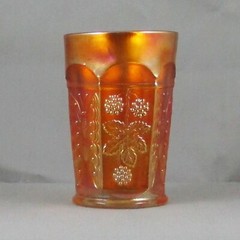 FENTON BUTTERFLY & BERRY MARIGOLD CARNIVAL GLASS TUMBLER