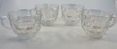 Federal Glass Iridescent Opalescent Punch Bowl Cups Mugs Set Of 4