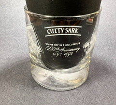 Vtg Cutty Sark Whiskey Glass Christopher Columbus 500th Anniversary Dimpled 8 oz