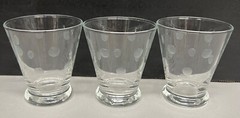 MCM Cocktail Glasses Etched Bubble Dot Barware W Matching Shot Glass