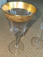 GLASTONBURY/LOTUS ‘Rambler Rose’ (#1125) 22K Gold Water Goblet 8″ 10oz. c. 1960s
