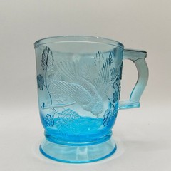 1970s Mosser Reproduction Bryce Brothers No. 1203 Bird In A Tree Blue Glass Mug
