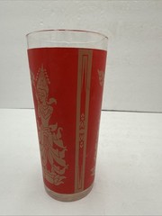 Vntg 1960’s Culvers Red & Gold Siam Thai Goddess 4 High Ball Glasses 6.25” Tall