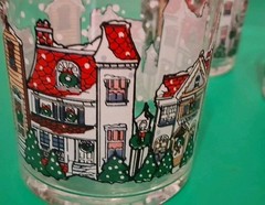Vintage Luminarc D’Arques Dublin Christmas «Snowy Village» Glasses Set Of 3