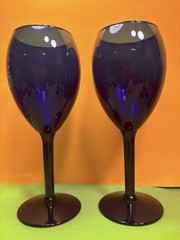 Lot Of 6 Tear Drop Wine/ Water Cobalt Blue Stemmed Glasses. Excellent Condition.