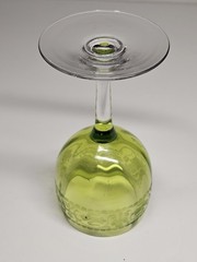 Set Of 5 Fine Etched St. Louis? Crystal Green Optic Ribbed Wine Glasses